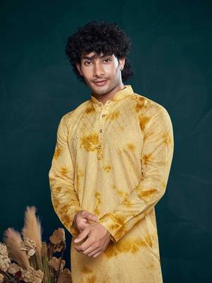 Yellow beautiful sequins embroidery work partywear kurta payjama for men 3
