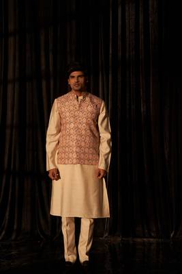 Brown ethnic indian wedding wear kurta payjama with nehru jacket for classy looks 1