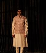 Brown ethnic indian wedding wear kurta payjama with nehru jacket for classy looks