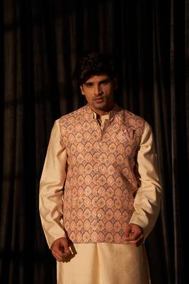 Brown ethnic indian wedding wear kurta payjama with nehru jacket for classy looks 3