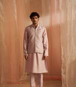 Purple ethnic indian wedding wear kurta payjama with nehru jacket for classy looks