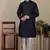Navy blue jacquard silk style stunning kurta payjama for men