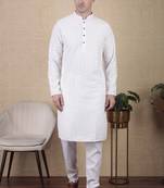 White beautiful sequins embroidery work bollywood style festive kurta payjama set