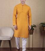 Yellow beautiful sequins embroidery work bollywood style festive kurta payjama set
