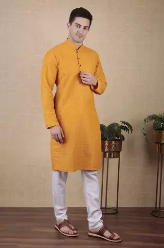 Yellow beautiful sequins embroidery work bollywood style festive kurta payjama set