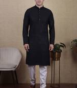 Navy blue beautiful sequins embroidery work bollywood style festive kurta payjama set