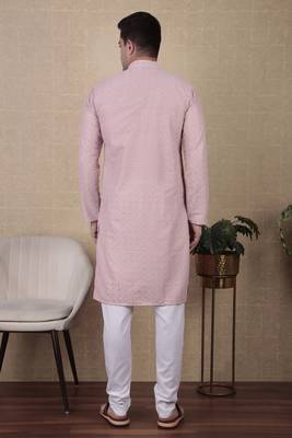 Pink beautiful sequins embroidery work bollywood style festive kurta payjama set 2