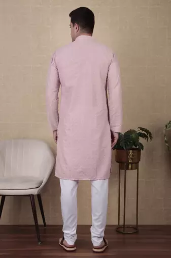 Pink beautiful sequins embroidery work bollywood style festive kurta payjama set