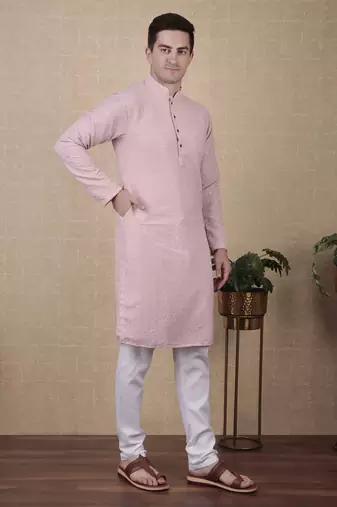 Pink beautiful sequins embroidery work bollywood style festive kurta payjama set