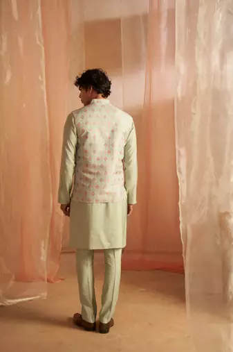 Pista festive and ceremonial wear men's ethnic printed jacket