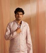 Purple festive and ceremonial wear men's ethnic designer printed jacket