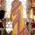 Silk yellow printed traditional festival saree with blouse