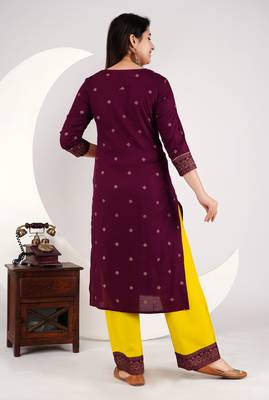 Maroon embroidered rayon aline kurta with palazzo set 2