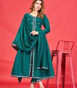 Womens Latest Pure Art Silk Embroidery Work Kurta, Pant With Dupatta Set Women Stylish Kurta Set Festival wear