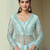 Light Sky Blue embroiderd art silk saree with jacket