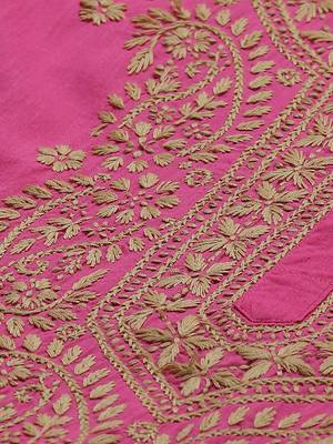 Hand embroidered pink cotton lucknowi chikankari kurta with palazzo 4