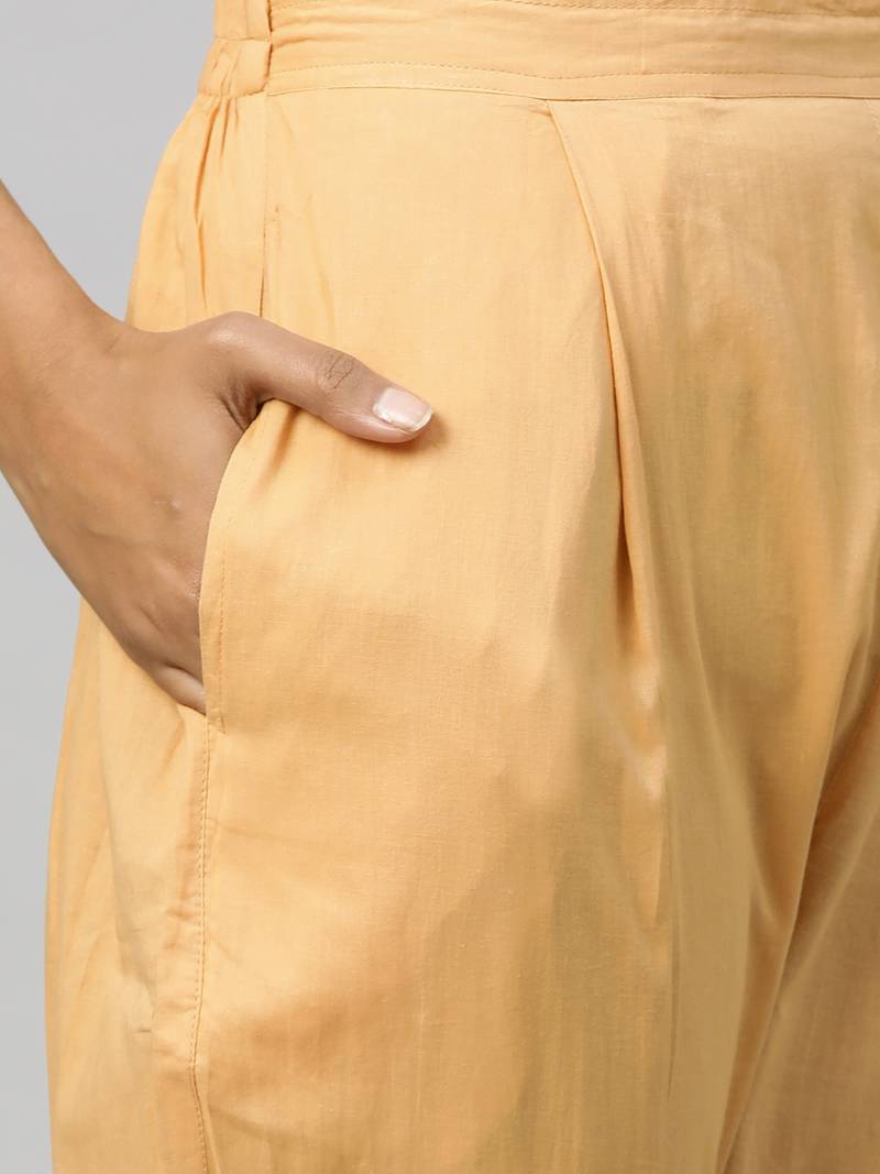 Hand embroidered white cotton lucknowi chikankari kurta with palazzo