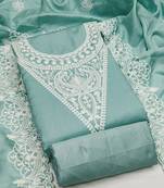 embroidery work unstitched salwar suit dress material with chanderi work dupatta