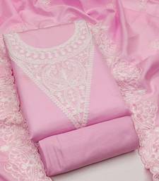 embroidery work unstitched salwar suit dress material with chanderi work dupatta
