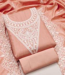 embroidery work unstitched salwar suit dress material with chanderi work dupatta
