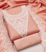 embroidery work unstitched salwar suit dress material with chanderi work dupatta