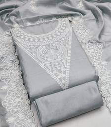 embroidery work unstitched salwar suit dress material with chanderi work dupatta