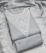 embroidery work unstitched salwar suit dress material with chanderi work dupatta