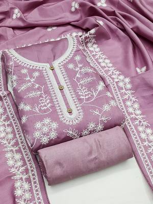 Heavy thread embroidery and hand work with deisngner thread work dupatta jalpari silk dress material 1