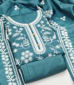 Heavy thread embroidery and hand work with deisngner thread work dupatta jalpari silk dress material
