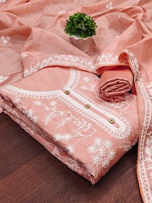 Heavy thread embroidery and hand work with deisngner thread work dupatta jalpari silk dress material 1