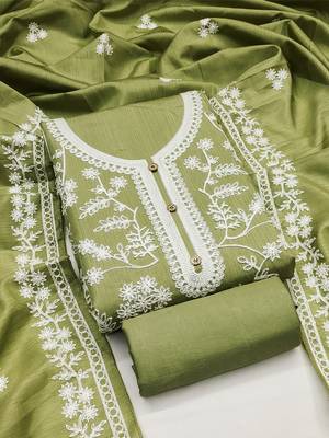 Heavy thread embroidery and hand work with deisngner thread work dupatta jalpari silk dress material 1