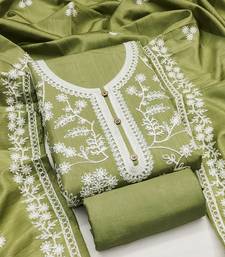 Heavy thread embroidery and hand work with deisngner thread work dupatta jalpari silk dress material
