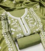 Heavy thread embroidery and hand work with deisngner thread work dupatta jalpari silk dress material