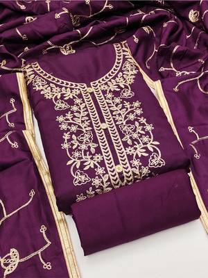 women's embroidered cotton blend festival wear unstitched salwar suit dress material 1