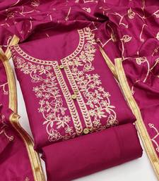 women's embroidered cotton blend festival wear unstitched salwar suit dress material