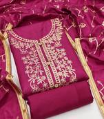 women's embroidered cotton blend festival wear unstitched salwar suit dress material