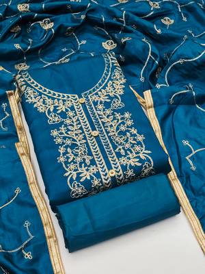 women's embroidered jalpari silk festival wear unstitched salwar suit dress material 1