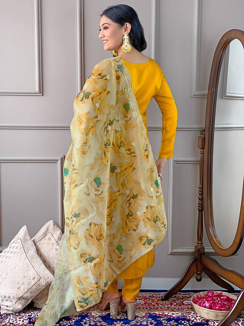 Gorgeous Embroidered Viscose Fabric Straight Kurta, Pant and Dupatta Set