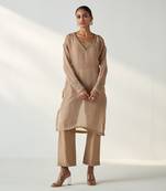 Pakhi fawn sheer kurta pant set