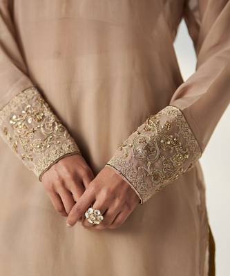 Pakhi fawn sheer kurta pant set 3