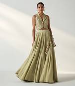 Rajita Green Gilet Lehenga Set