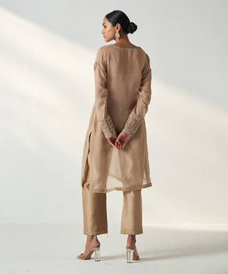 Pakhi fawn sheer kurta pant set 4