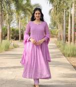 purple georgette party wer Embroidery  stitched suit set  