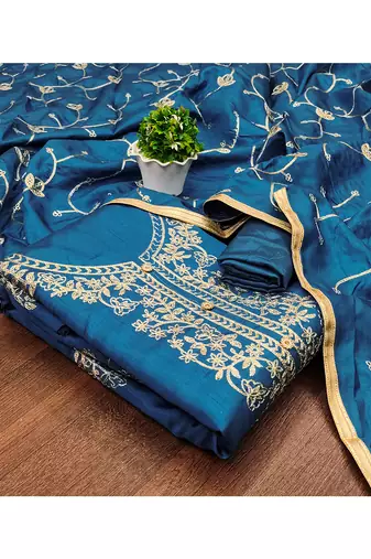 women's embroidered jalpari silk festival wear unstitched salwar suit dress material