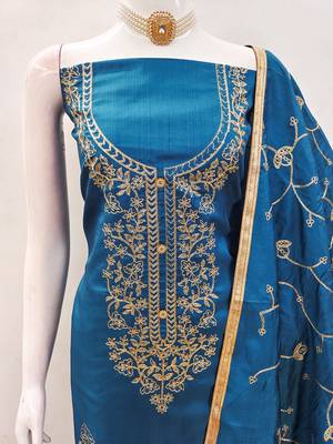 women's embroidered jalpari silk festival wear unstitched salwar suit dress material 3