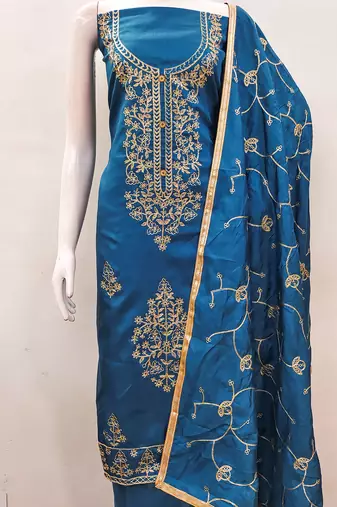 women's embroidered jalpari silk festival wear unstitched salwar suit dress material