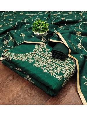 women's embroidered cotton blend festival wear unstitched salwar suit dress material 2
