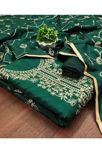women's embroidered cotton blend festival wear unstitched salwar suit dress material