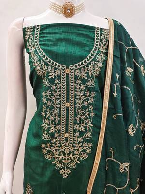 women's embroidered cotton blend festival wear unstitched salwar suit dress material 3