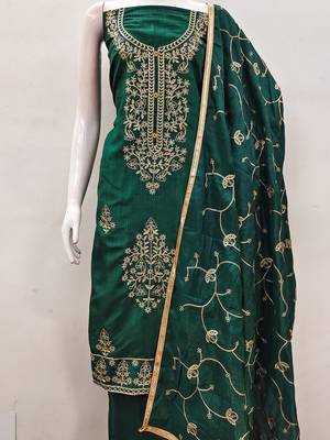 women's embroidered cotton blend festival wear unstitched salwar suit dress material 4